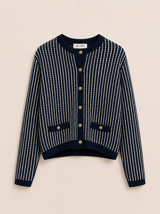 Navy Striped Cardigan
