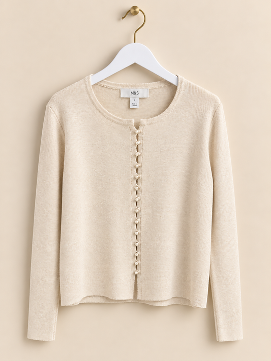 Cream Buttoned Cardigan