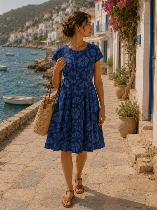 Blue Floral Cotton Dress