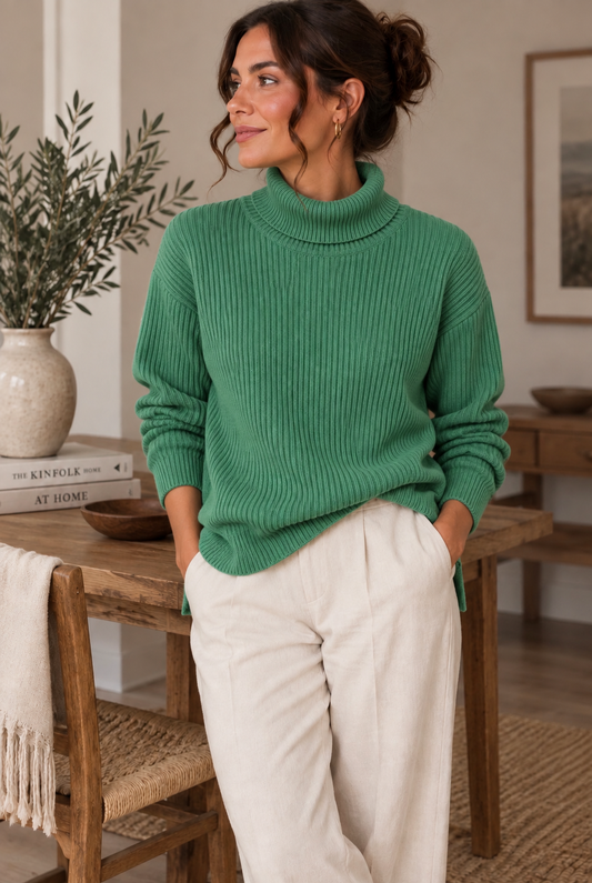 Green Turtleneck Jumper