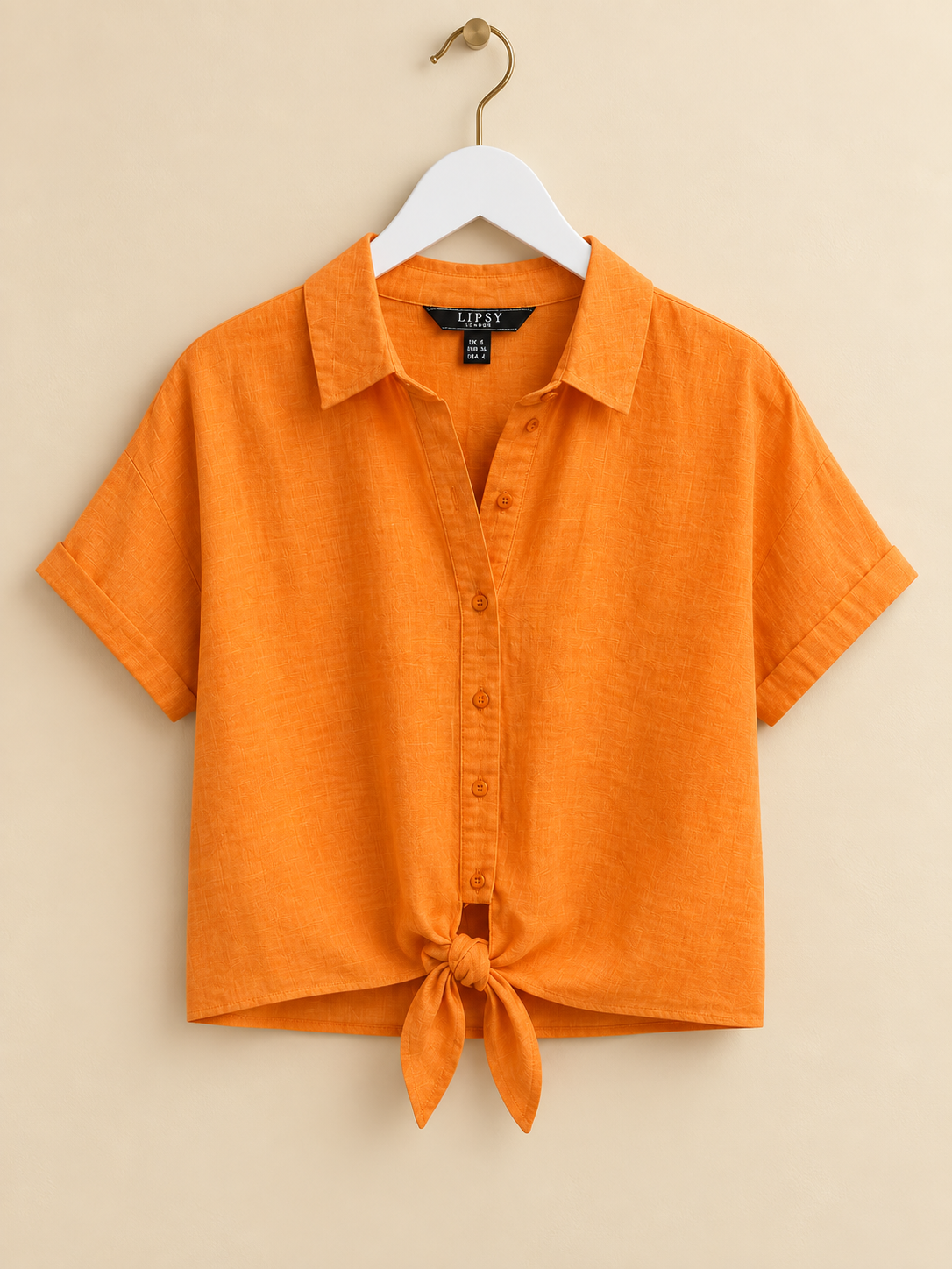 Orange Tie Front Shirt