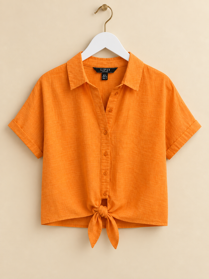Orange Tie Front Shirt