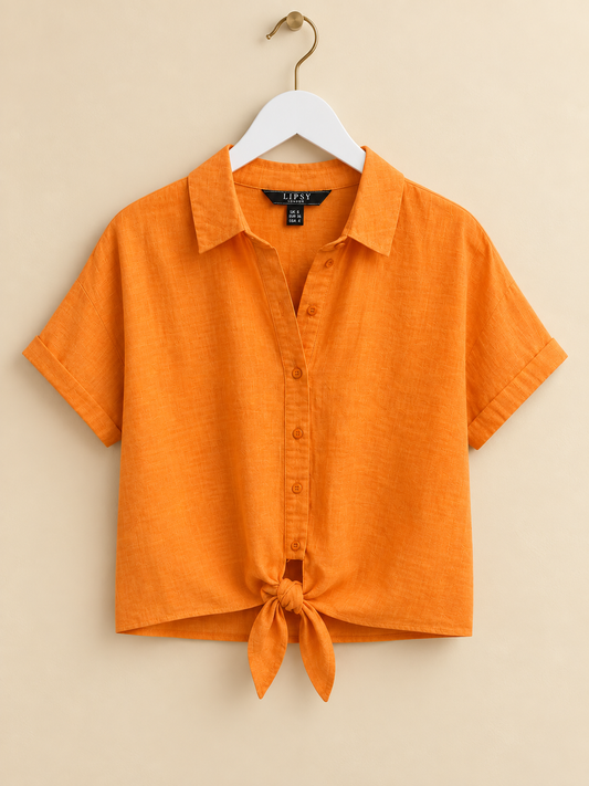 Orange Tie Front Shirt