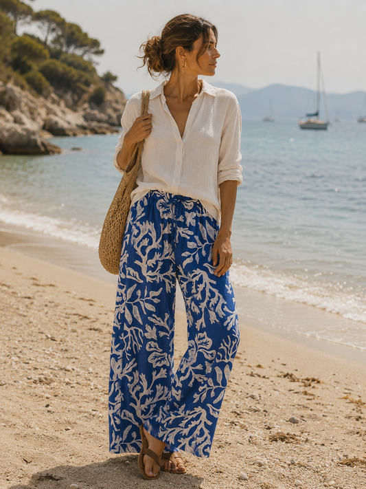 Blue Patterned Trousers