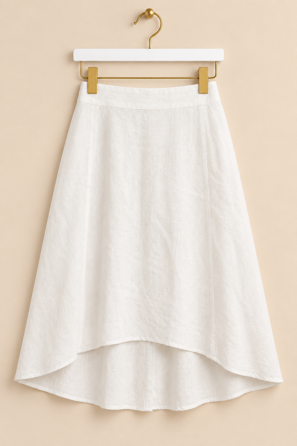 White Linen Blend Skirt