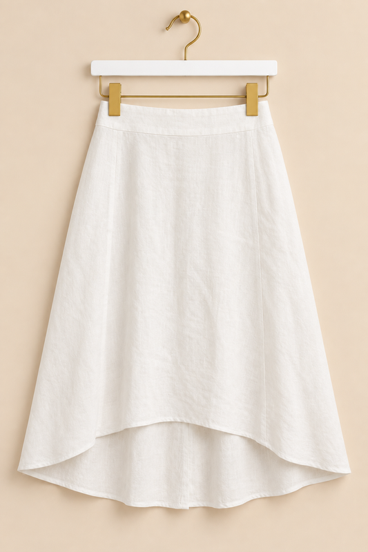 White Linen Blend Skirt