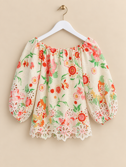 Floral Linen Blend Top