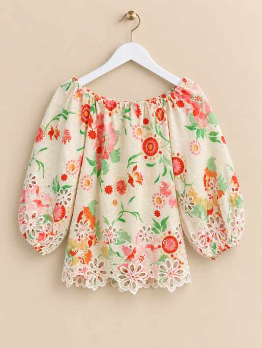 Floral Linen Blend Top