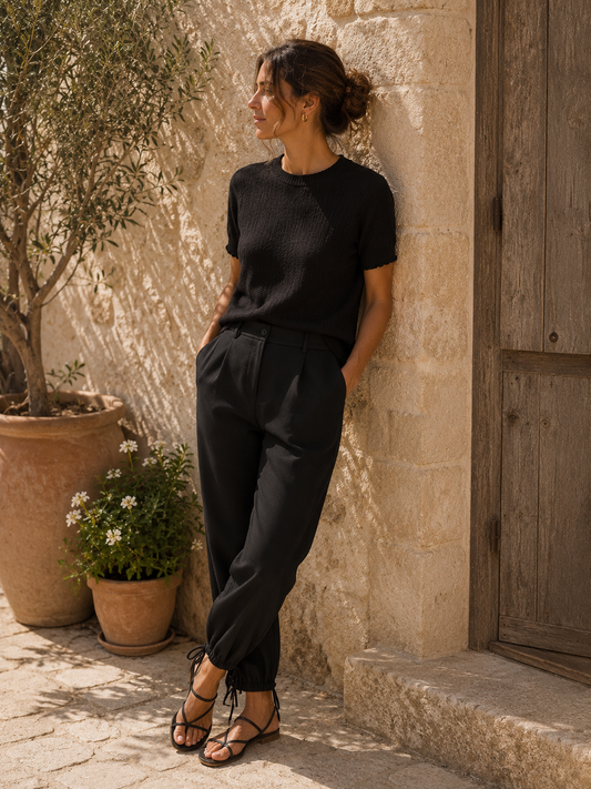 Black Cropped Trousers