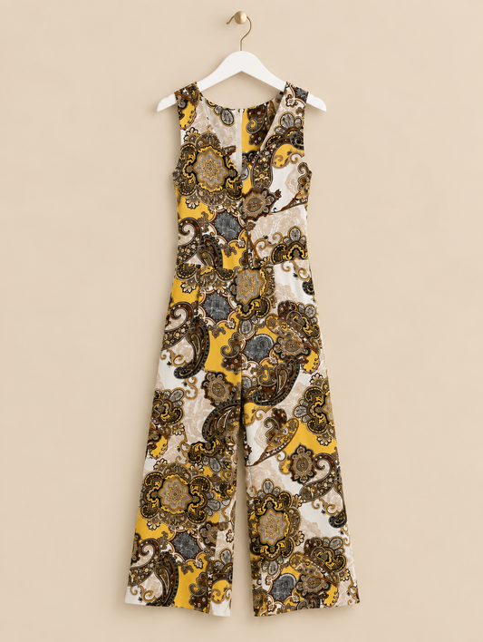 Yellow Paisley Patterned Jumpsuit