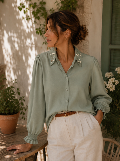Sage Green Collared Blouse