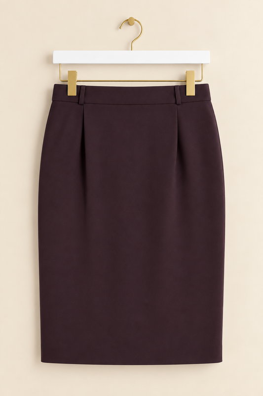 Deep Plum Tailored Pencil Skirt