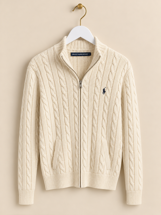 Cream Zipped Cardigan