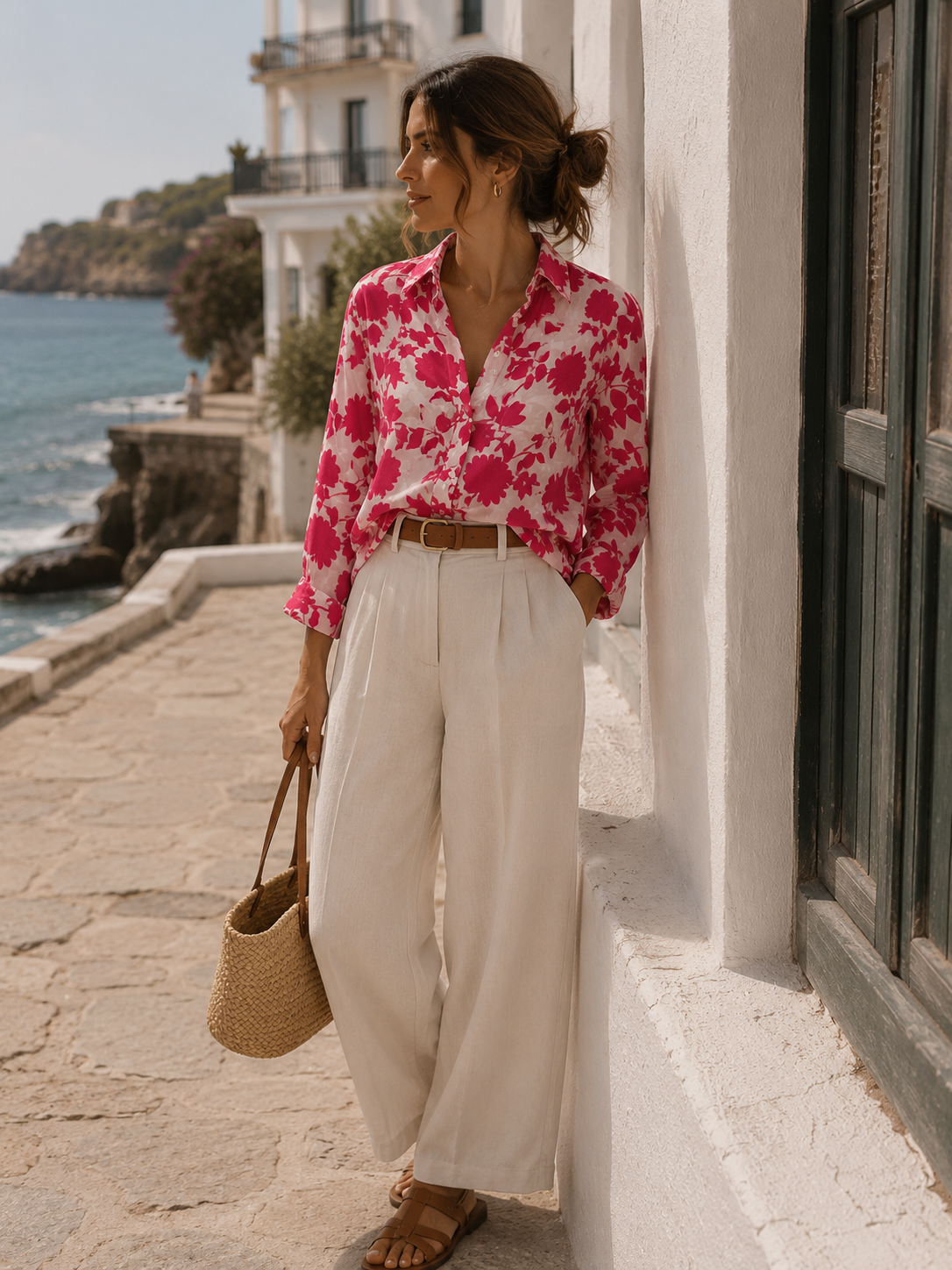 Pink & Cream Floral Blouse
