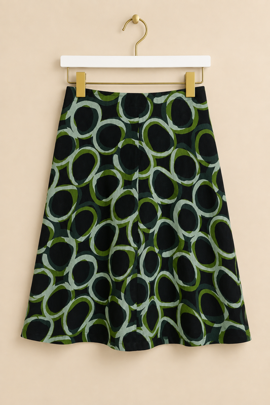 Green & Navy Patterned Skirt