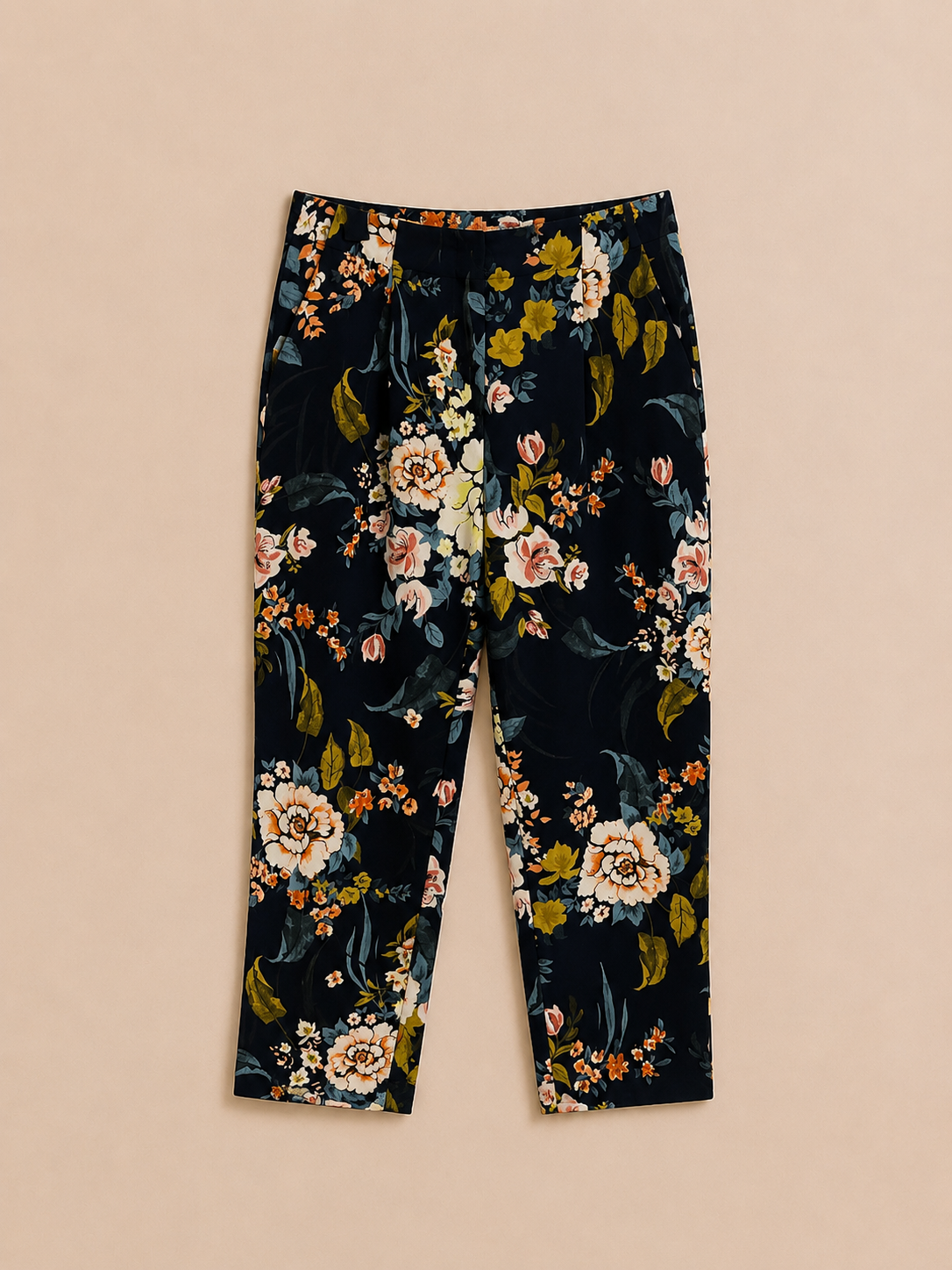 Navy Floral Trousers
