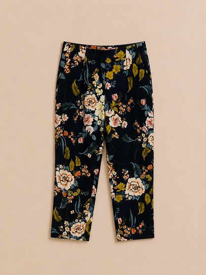 Navy Floral Trousers
