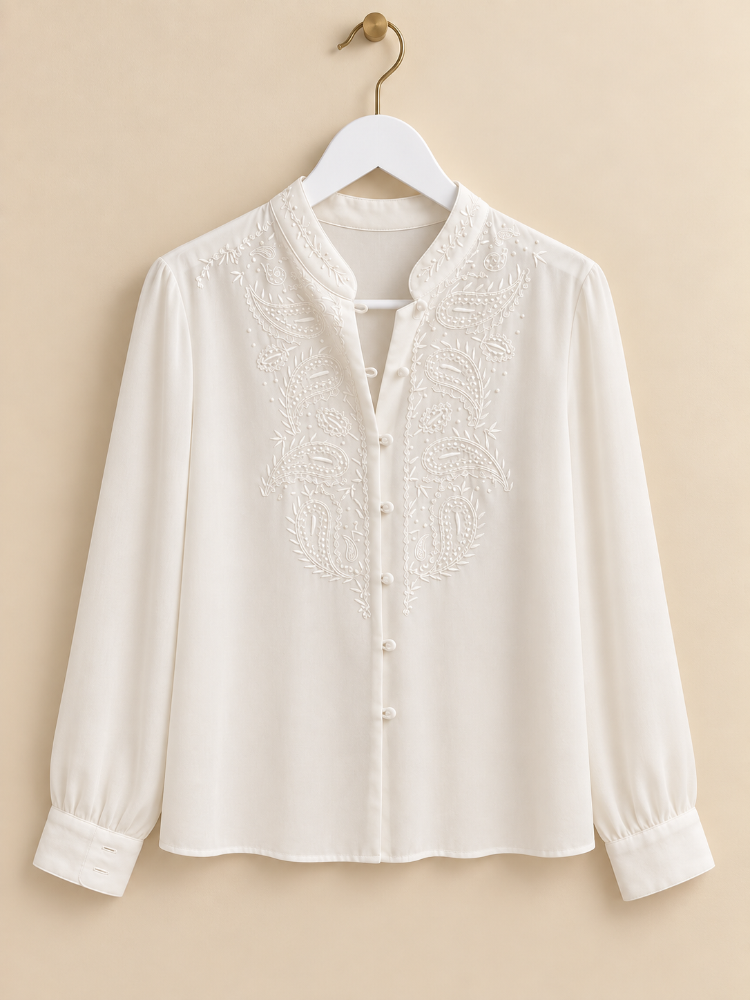 Cream Embroidered Shirt