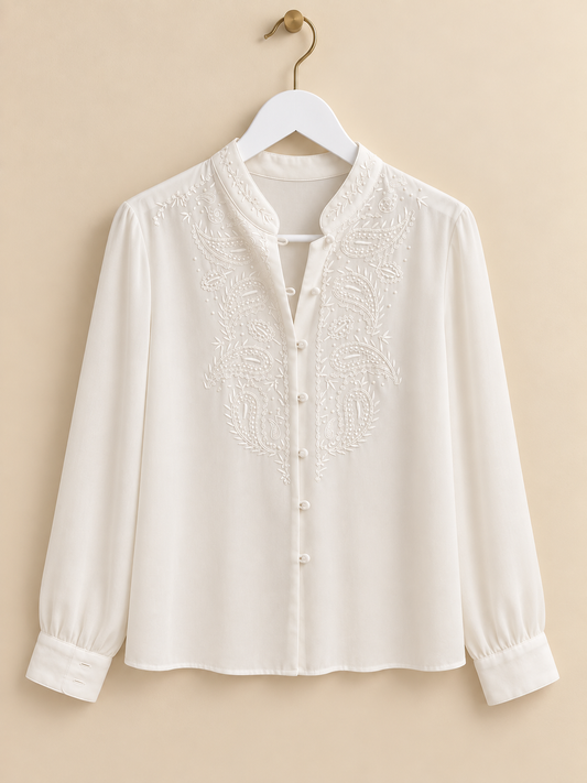 Cream Embroidered Shirt