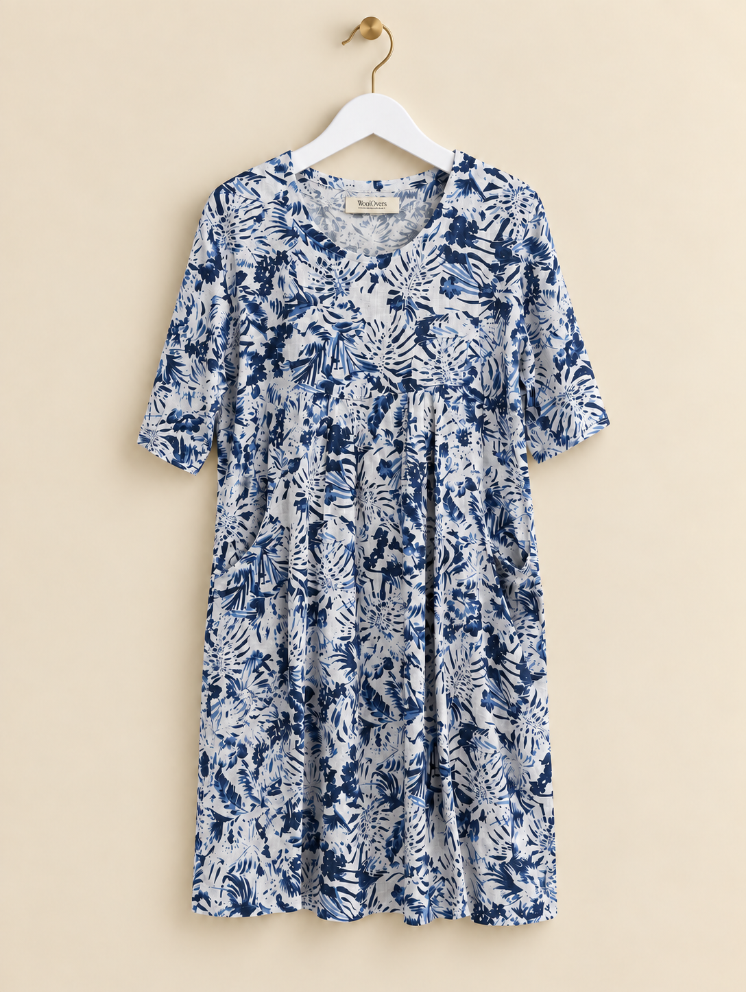 Blue Floral 100% Linen Dress