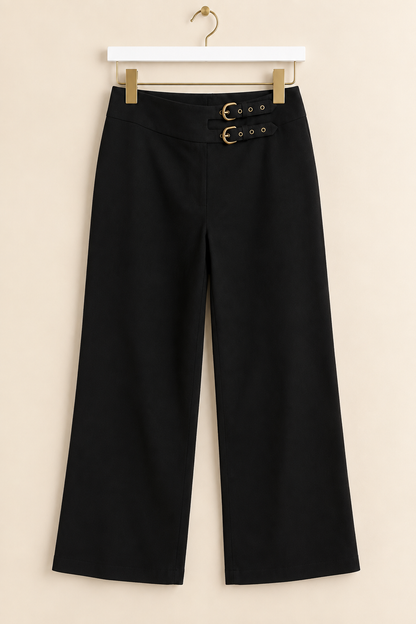Black Linen Blend Trousers