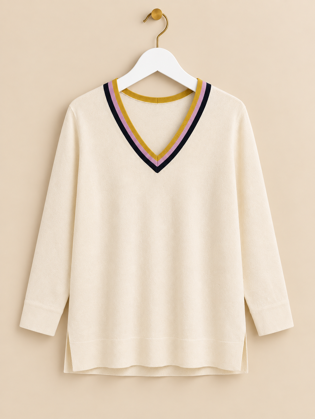 Cream V-Neck Jumper