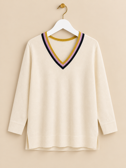 Cream V-Neck Jumper