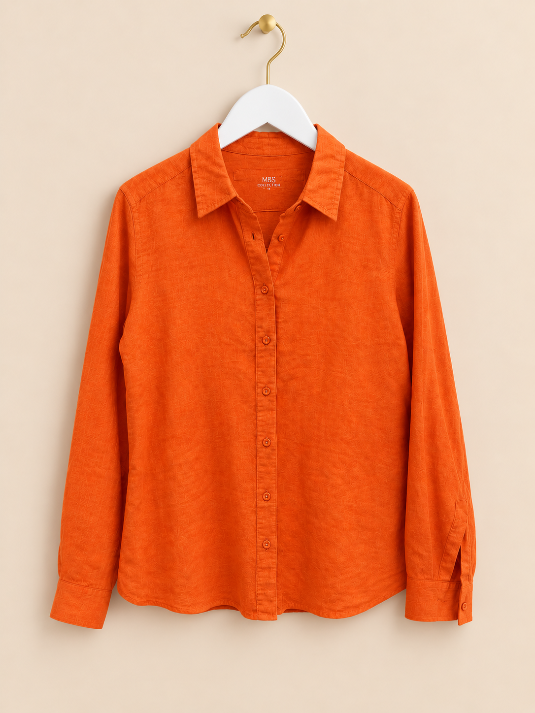 Orange Linen Blend Shirt
