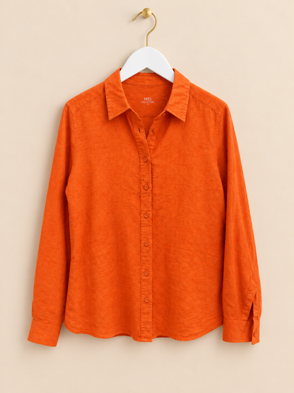 Orange Linen Blend Shirt
