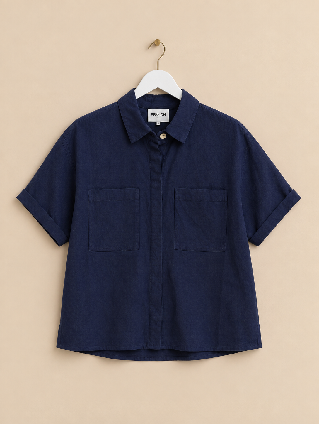 Navy Linen Blend Shirt