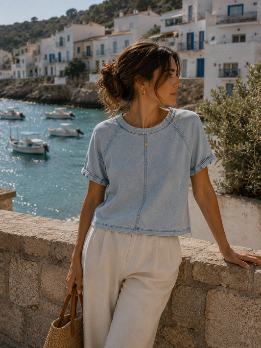 Blue Short Sleeved Top