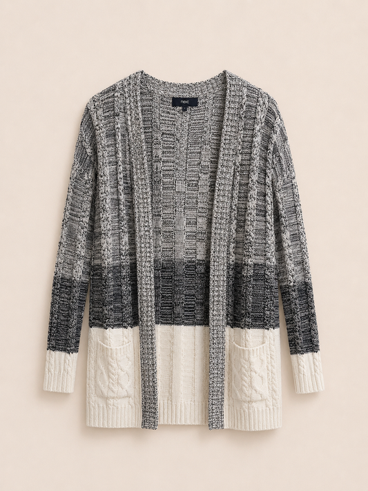 Navy & Cream Block Striped Cardigan
