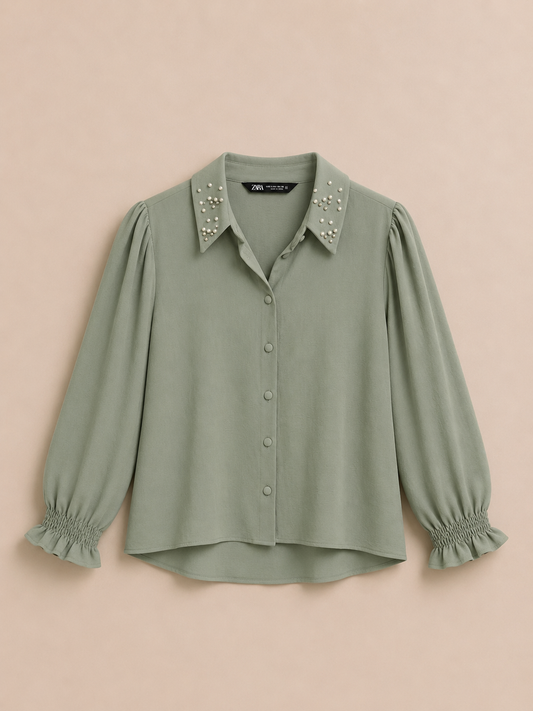 Sage Green Collared Blouse