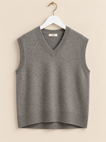 Grey V-Neck Sleeveless Vest
