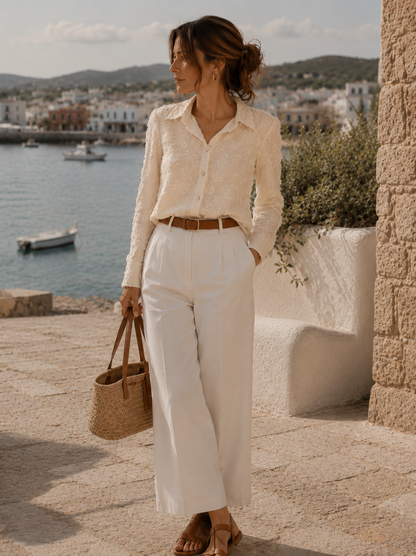 Cream Patterned Shirt