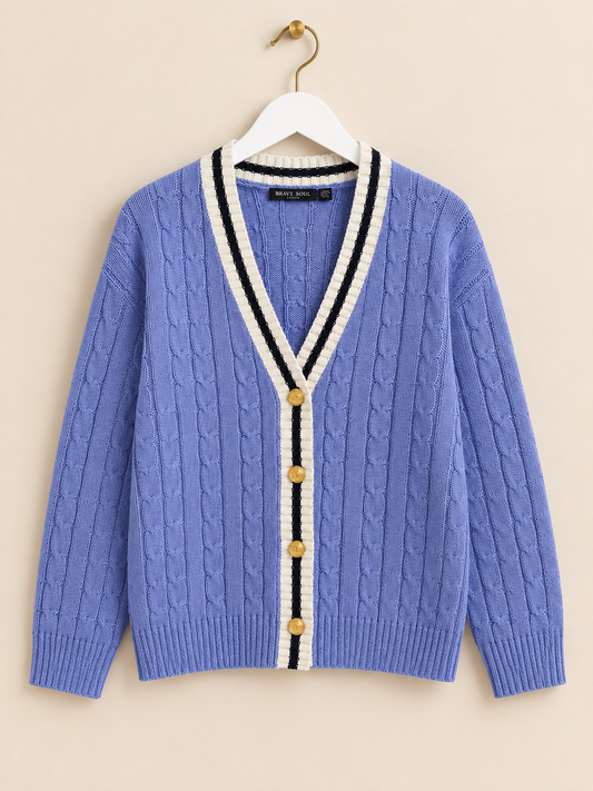 Blue V-Neck Cardigan