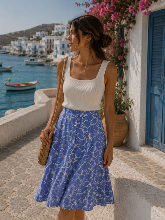 Blue Patterned Skirt