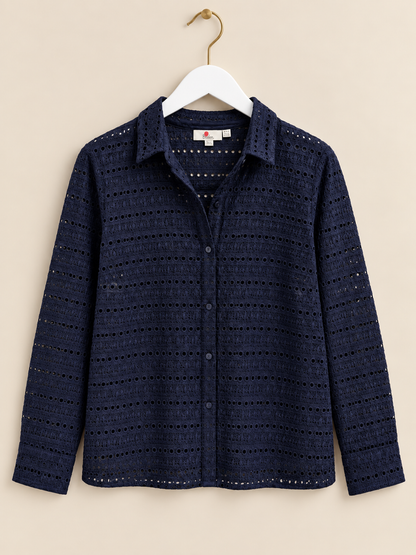 Navy Crochet Shirt