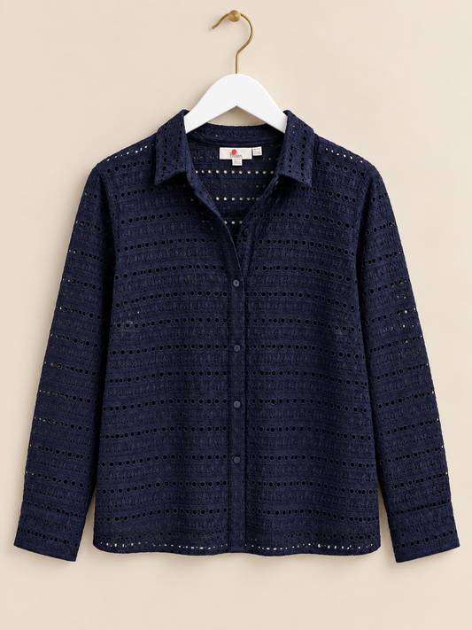 Navy Crochet Shirt