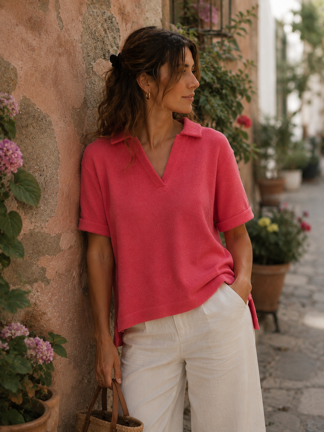 Pink V-Neck Top