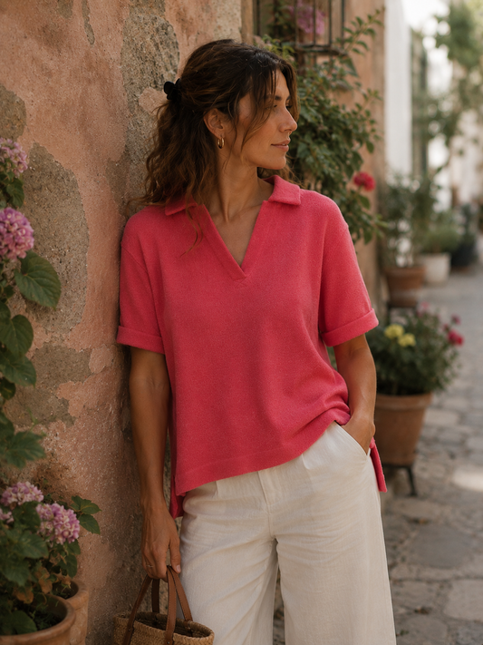 Pink V-Neck Top