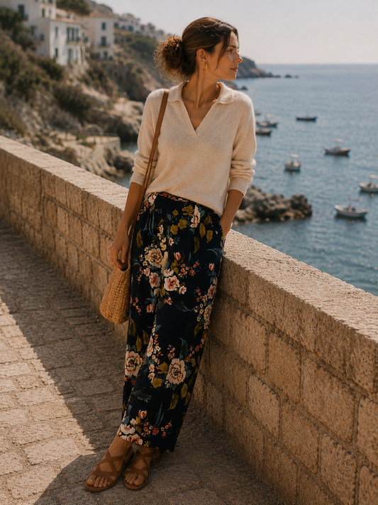 Navy Floral Trousers