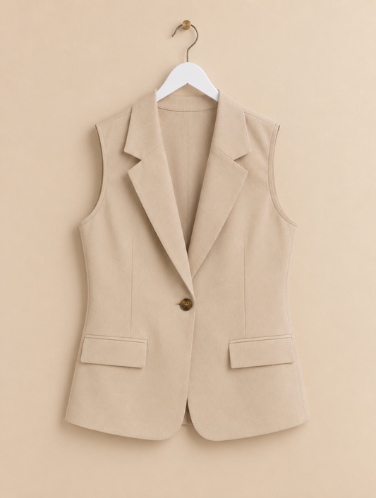 Cream Sleeveless Blazer