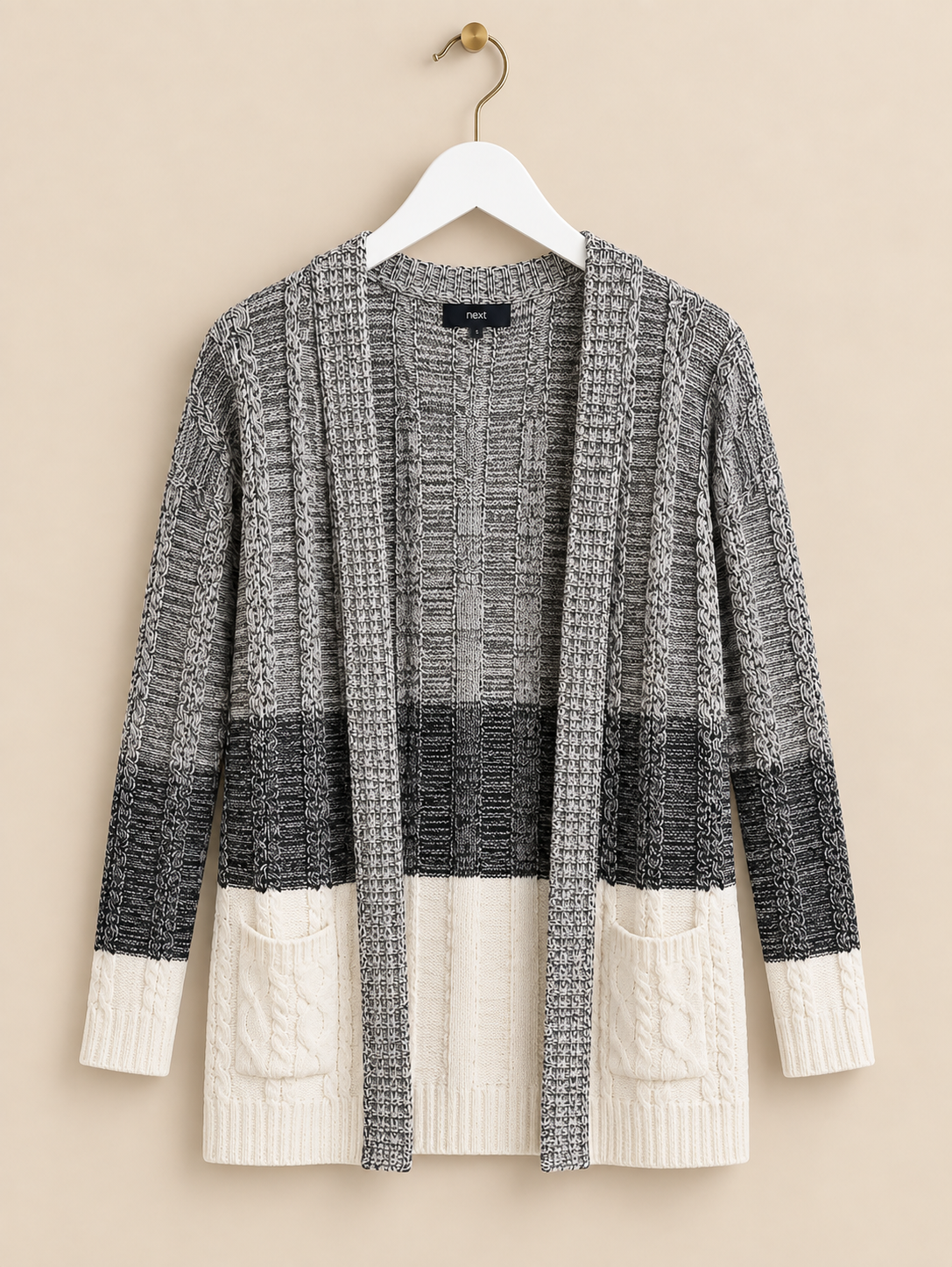 Navy & Cream Block Striped Cardigan