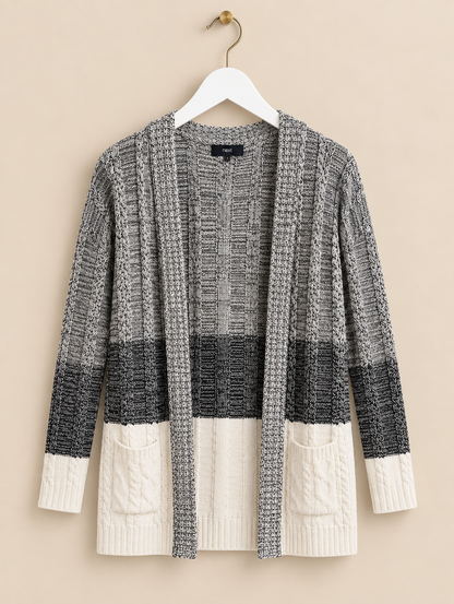 Navy & Cream Block Striped Cardigan