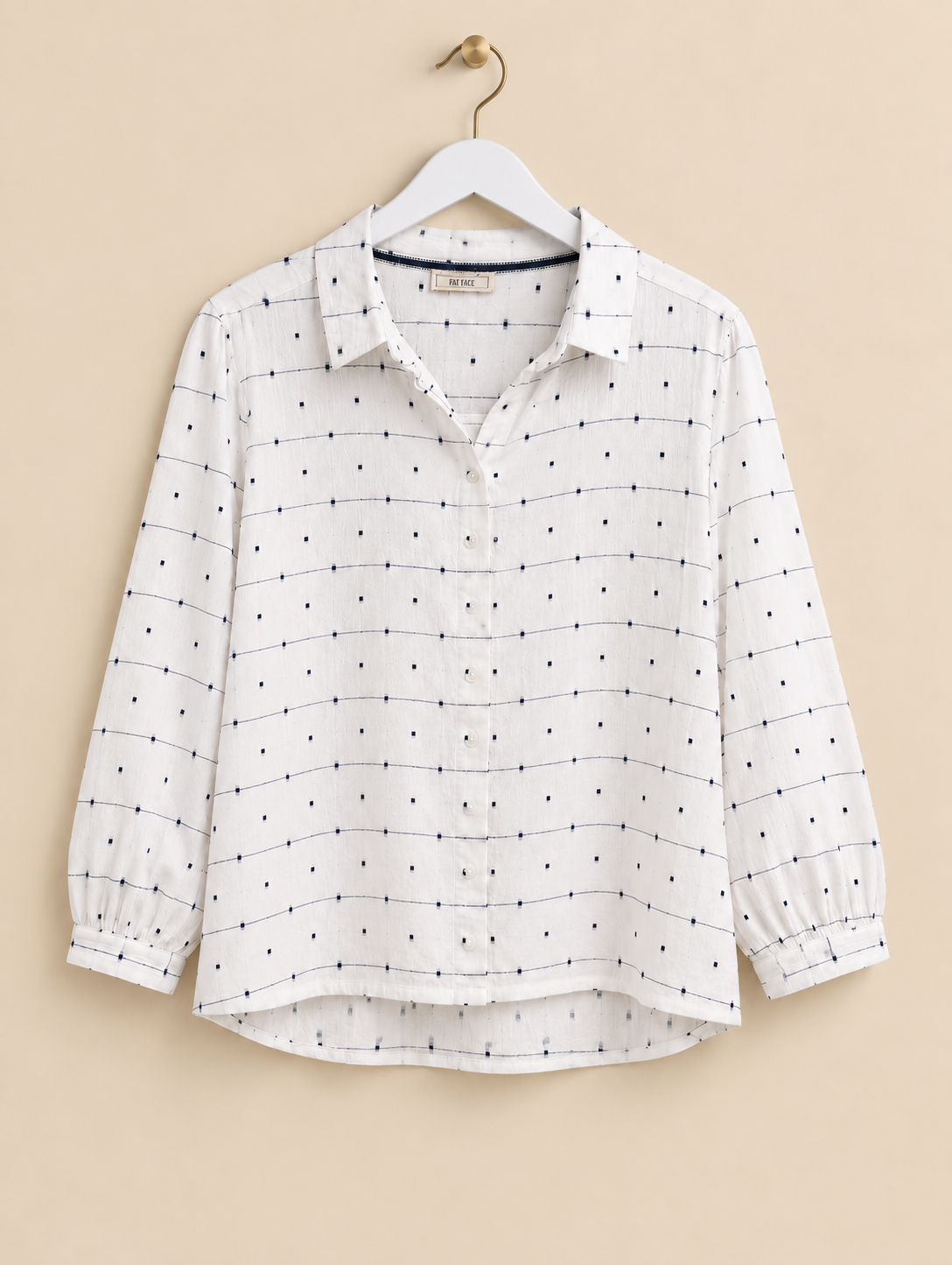 White & Navy Patterned Shirt