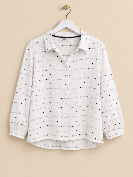 White & Navy Patterned Shirt