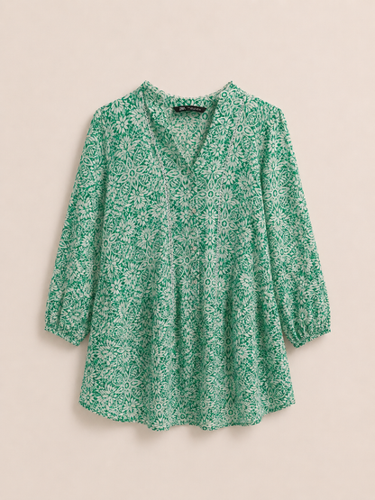 Green Floral Blouse