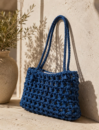 Blue Crochet Shoulder Bag