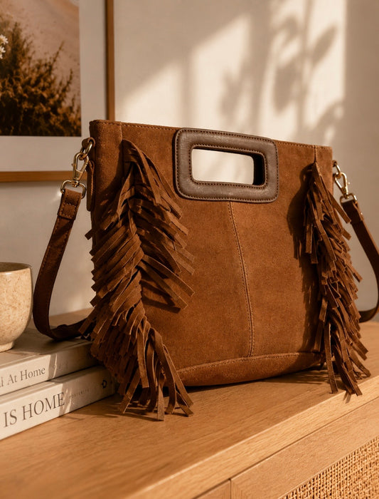 Brown Suede Crossbody Bag